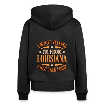 Stolzes Louisiana geschenk - Frauen Premium Bio Zip Hoodie - Schwarz - Hinten - Julia (174cm)