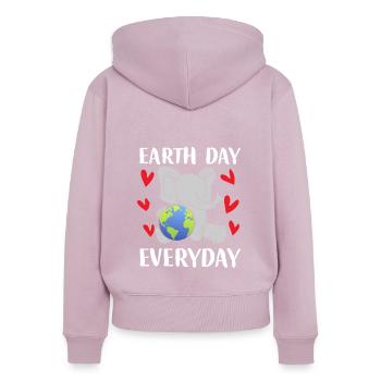 Jour de la Terre Tous les jours - Sweat à capuche zippé Premium bio Femme - rose poudré - Dos - Julia (174cm)