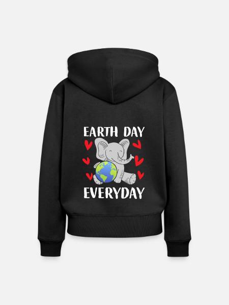 Earth Day Everyday - Frauen Premium Bio Zip Hoodie - Schwarz
