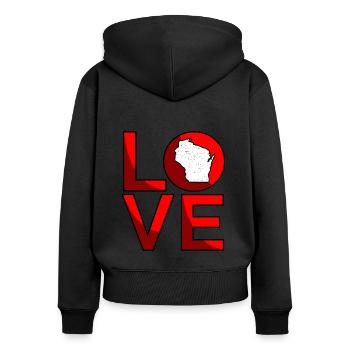 Liebe Wisconsin Geschenk - Frauen Premium Bio Zip Hoodie - Schwarz - Hinten - Julia (174cm)