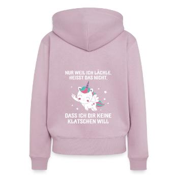 Nur weil ich lächle klatschen Ohrfeige - Frauen Premium Bio Zip Hoodie - Altrosa - Hinten - Julia (174cm)