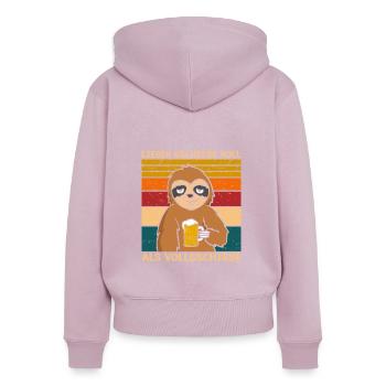 Lieber Gschisse Voll Als Vollgschisse Bier - Frauen Premium Bio Zip Hoodie - Altrosa - Hinten - Julia (174cm)