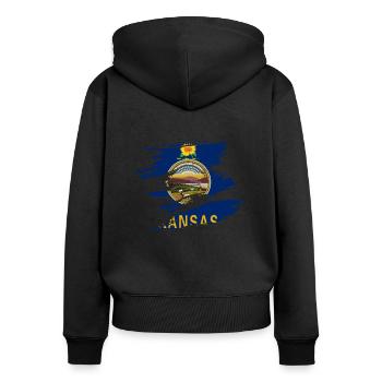 Cadeau à Kansas City - Sweat à capuche zippé Premium bio Femme - noir - Dos - Julia (174cm)