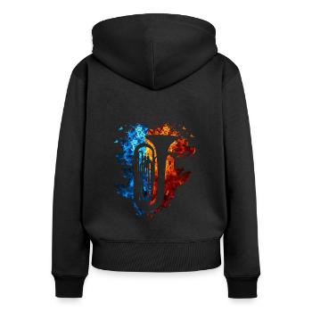 Tuba Rot Blau Feuer Musikinstrument Feuerkunst - Frauen Premium Bio Zip Hoodie - Schwarz - Hinten - Julia (174cm)