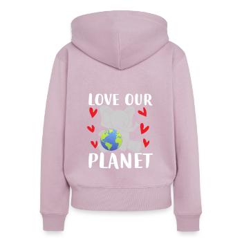 Love Our Planet Elephant Earth - Frauen Premium Bio Zip Hoodie - Altrosa - Hinten - Julia (174cm)