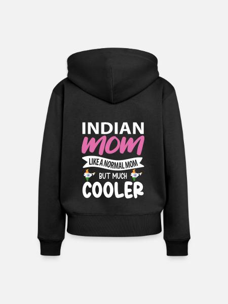 Indisches Muttergeschenk - Frauen Premium Bio Zip Hoodie - Schwarz