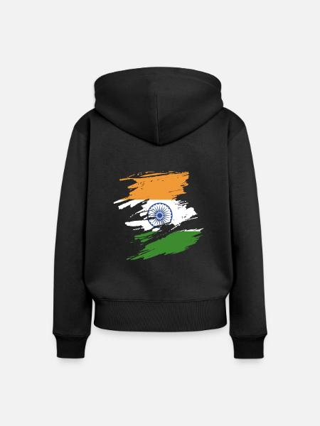 Unterstützen Sie Indien geschenk - Frauen Premium Bio Zip Hoodie - Schwarz