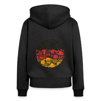 Deutschland Bier Symbole - Frauen Premium Bio Zip Hoodie - Schwarz - Hinten - Julia (174cm)