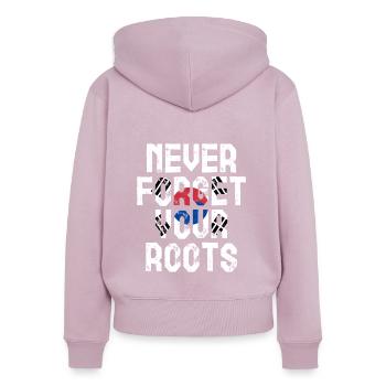 Wurzeln Südkorea Geschenk - Frauen Premium Bio Zip Hoodie - Altrosa - Hinten - Julia (174cm)