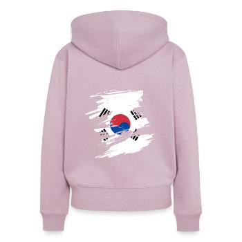 Cadeau de la Corée du Sud - Sweat à capuche zippé Premium bio Femme - rose poudré - Dos - Julia (174cm)