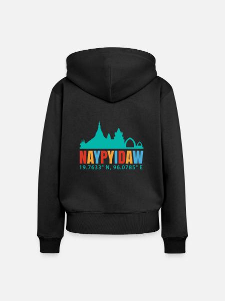 Naypyidaw - Frauen Premium Bio Zip Hoodie - Schwarz