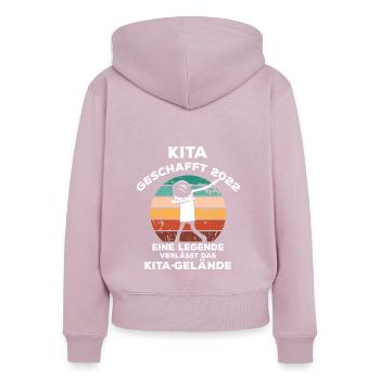 Kita Geschafft 2022 Kindergartenkind Abschluss - Frauen Premium Bio Zip Hoodie - Altrosa - Hinten - Julia (174cm)