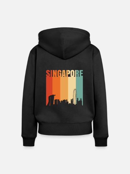 Singapur - Frauen Premium Bio Zip Hoodie - Schwarz