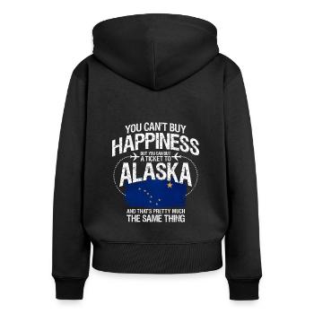 Alaska - Frauen Premium Bio Zip Hoodie - Schwarz - Hinten - Julia (174cm)