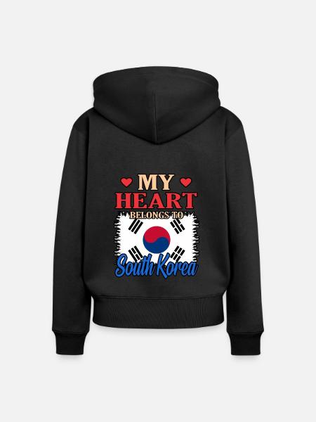 Süd Korea - Frauen Premium Bio Zip Hoodie - Schwarz