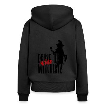 Drink up Wine Witches - Halloween - Frauen Premium Bio Zip Hoodie - Schwarz - Hinten - Julia (174cm)