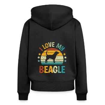 I love my Beagle - Dog Hunde Haustier - Frauen Premium Bio Zip Hoodie - Schwarz - Hinten - Julia (174cm)