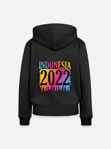 Indonesien - Frauen Premium Bio Zip Hoodie - Schwarz