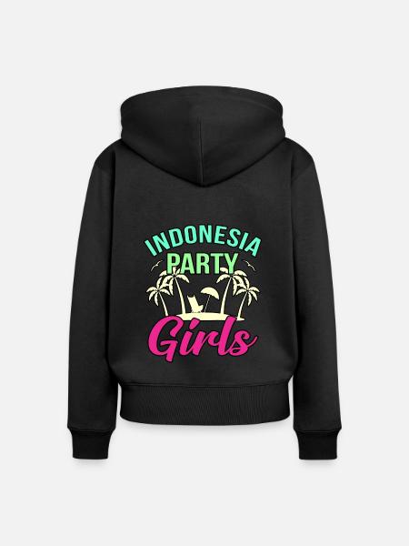 Indonesien - Frauen Premium Bio Zip Hoodie - Schwarz
