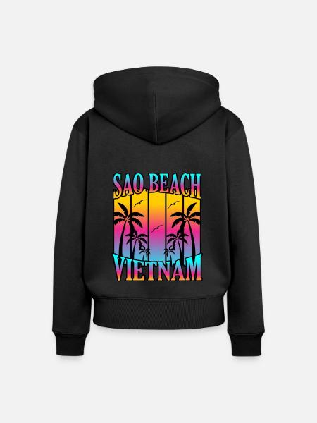 Vietnam - Frauen Premium Bio Zip Hoodie - Schwarz