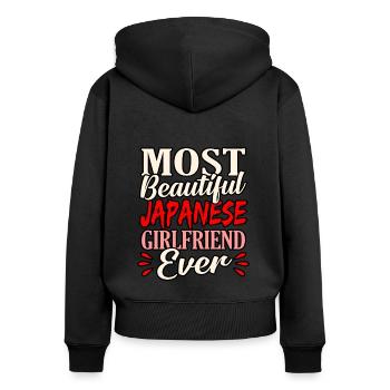 Japon - Sweat à capuche zippé Premium bio Femme - noir - Dos - Julia (174cm)