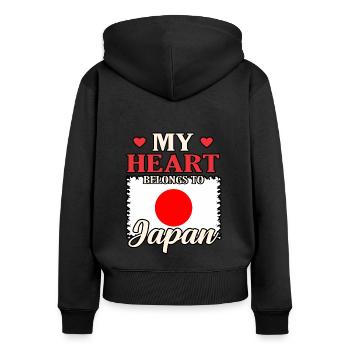 Japon - Sweat à capuche zippé Premium bio Femme - noir - Dos - Julia (174cm)