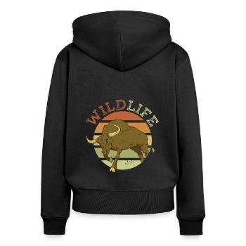 Wildlife Tierschutz Wilde Exotische Tiere Afrika - Frauen Premium Bio Zip Hoodie - Schwarz - Hinten - Julia (174cm)