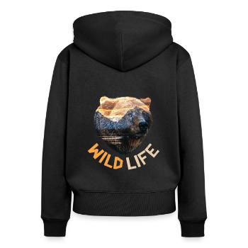 Wildlife Tierschutz Wilde Exotische Tiere Afrika - Frauen Premium Bio Zip Hoodie - Schwarz - Hinten - Julia (174cm)