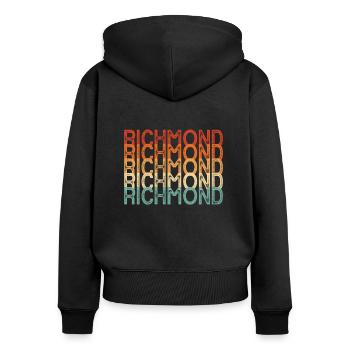Richmond Virginia - Frauen Premium Bio Zip Hoodie - Schwarz - Hinten - Julia (174cm)