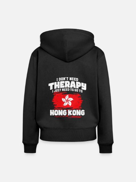 Hongkong - Frauen Premium Bio Zip Hoodie - Schwarz