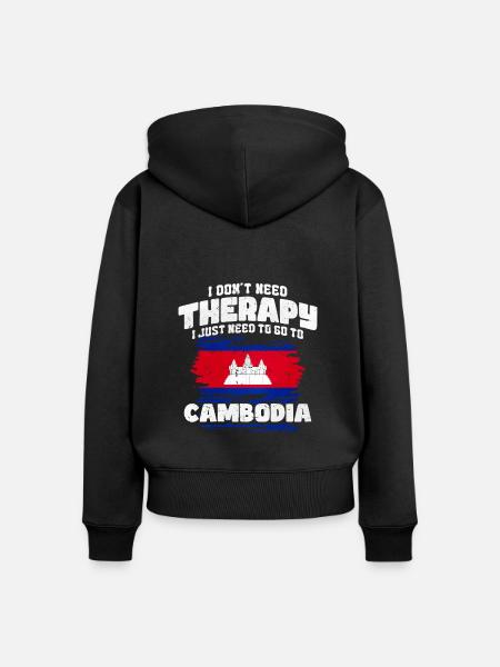 Kambodscha - Frauen Premium Bio Zip Hoodie - Schwarz
