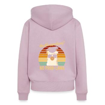 Abschlussprüfung No Problama Schulabschluss - Frauen Premium Bio Zip Hoodie - Altrosa - Hinten - Julia (174cm)