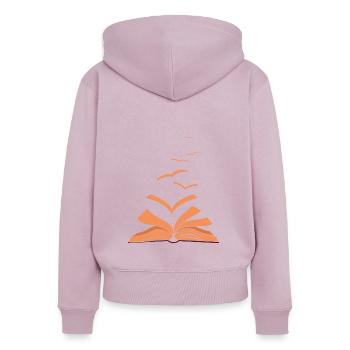 Buch Vögel Fliegender Vogel Bücherwurm - Frauen Premium Bio Zip Hoodie - Altrosa - Hinten - Julia (174cm)