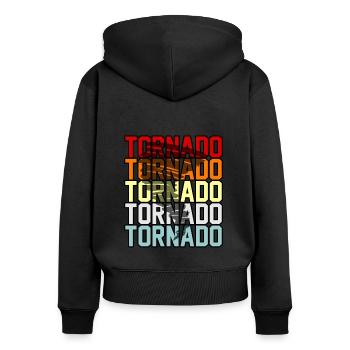 Tornado - Frauen Premium Bio Zip Hoodie - Schwarz - Hinten - Julia (174cm)