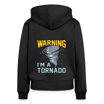 Tornado - Frauen Premium Bio Zip Hoodie - Schwarz - Hinten - Julia (174cm)