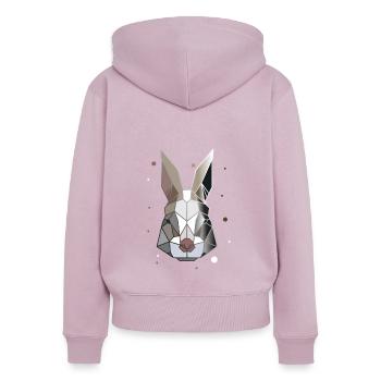 Kaninchen Polygon Kunst Tier Geometrie - Frauen Premium Bio Zip Hoodie - Altrosa - Hinten - Julia (174cm)