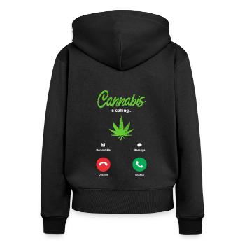 Fumer du cannabis - Sweat à capuche zippé Premium bio Femme - noir - Dos - Julia (174cm)