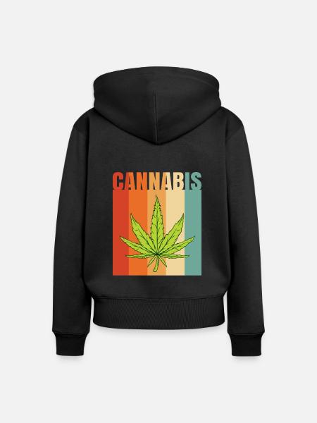 Cannabisblatt - Frauen Premium Bio Zip Hoodie - Schwarz