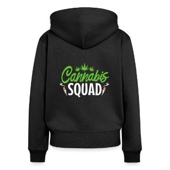 Escouade du cannabis - Sweat à capuche zippé Premium bio Femme - noir - Dos - Julia (174cm)