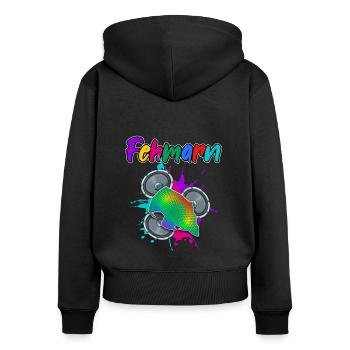 Fehmarn Beat - Frauen Premium Bio Zip Hoodie - Schwarz - Hinten - Julia (174cm)