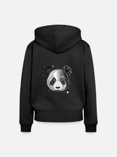 Panda Polygon Kunst Tier Geometrie - Frauen Premium Bio Zip Hoodie - Schwarz