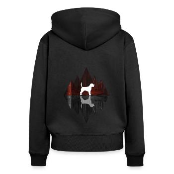 Beagle Abstrakt - Geometrie Hundeliebhaber Dog - Frauen Premium Bio Zip Hoodie - Schwarz - Hinten - Julia (174cm)