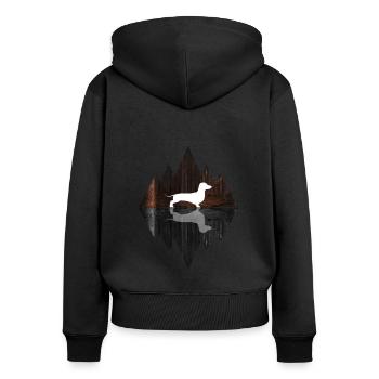 Dackel Abstrakt - Geometrie Hundeliebhaber Dog - Frauen Premium Bio Zip Hoodie - Schwarz - Hinten - Julia (174cm)