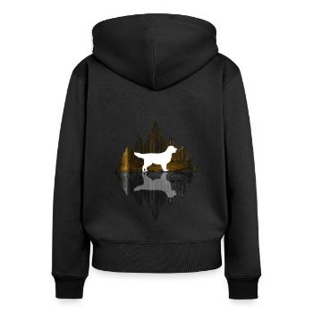 Golden Retriever Abstrakt - Hundeliebhaber - Frauen Premium Bio Zip Hoodie - Schwarz - Hinten - Julia (174cm)