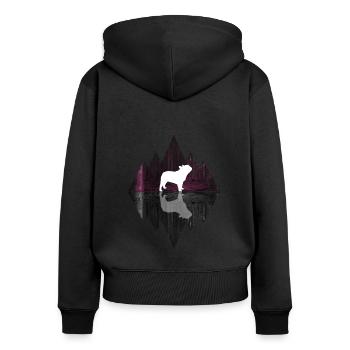 French Bulldog Abstrakt - Geometrie Hundeliebhaber - Frauen Premium Bio Zip Hoodie - Schwarz - Hinten - Julia (174cm)