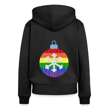 Regenbogen Weihnachtskugel Queer Gay Pride - Frauen Premium Bio Zip Hoodie - Schwarz - Hinten - Julia (174cm)