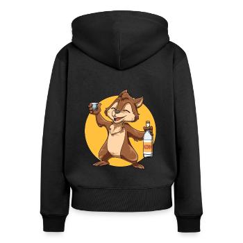 Lustiges Eichhörnchen mit Korn - Frauen Premium Bio Zip Hoodie - Schwarz - Hinten - Julia (174cm)
