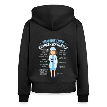 Anatomie einer Krankenschwester - Frauen Premium Bio Zip Hoodie - Schwarz - Hinten - Julia (174cm)