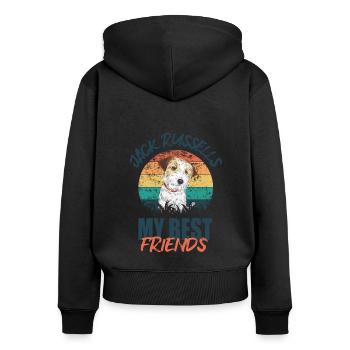 Jack Russell - Frauen Premium Bio Zip Hoodie - Schwarz - Hinten - Julia (174cm)
