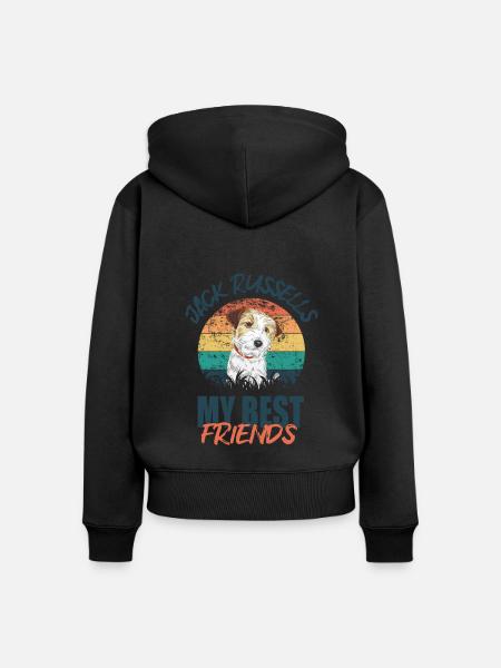 Jack Russell - Frauen Premium Bio Zip Hoodie - Schwarz